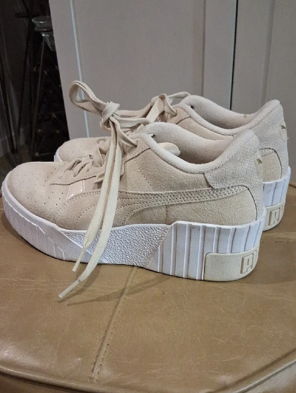 Puma Suede Platform Sneakers in Light Beige